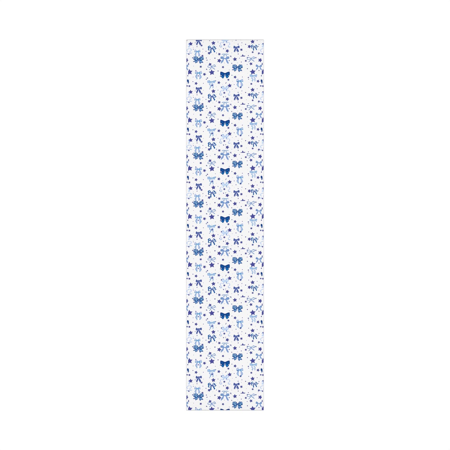Blue Bow & Stars Gift Wrap Paper — Holiday Wrapping for Birthdays, Baby Showers & Christmas