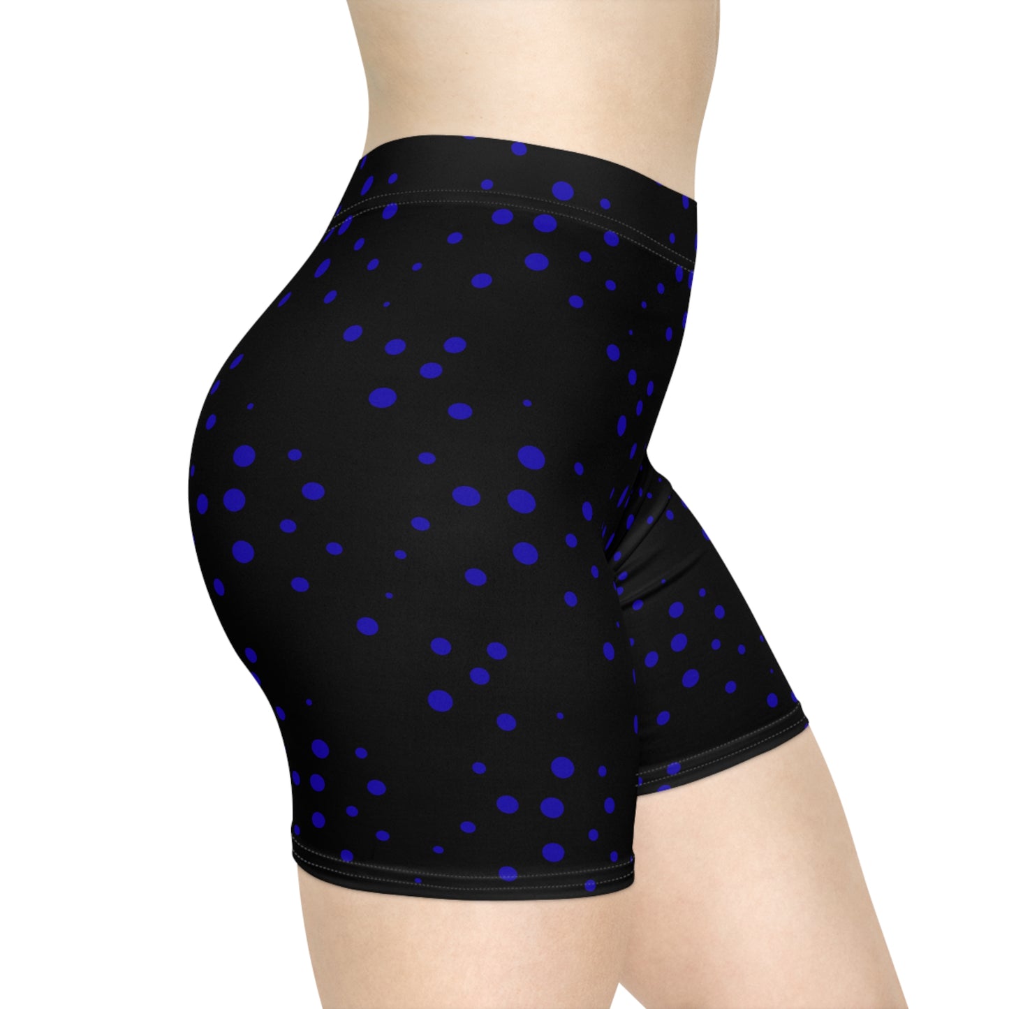 Blue Stamp Dot Biker Shorts — Women's Activewear