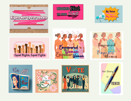 100% Vinyl Sticker Pack - Women’s Rights, Rights Not Up For Debate, Equal Rights, My Voice My Choice, Women’s Empowerment