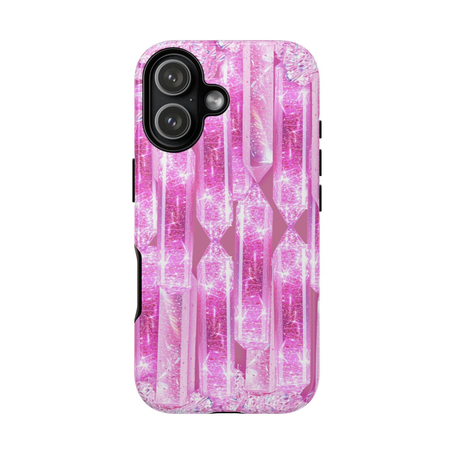 Pink Crystal Pattern Tough Phone Case — Sparkling Gemstone Protective Cover