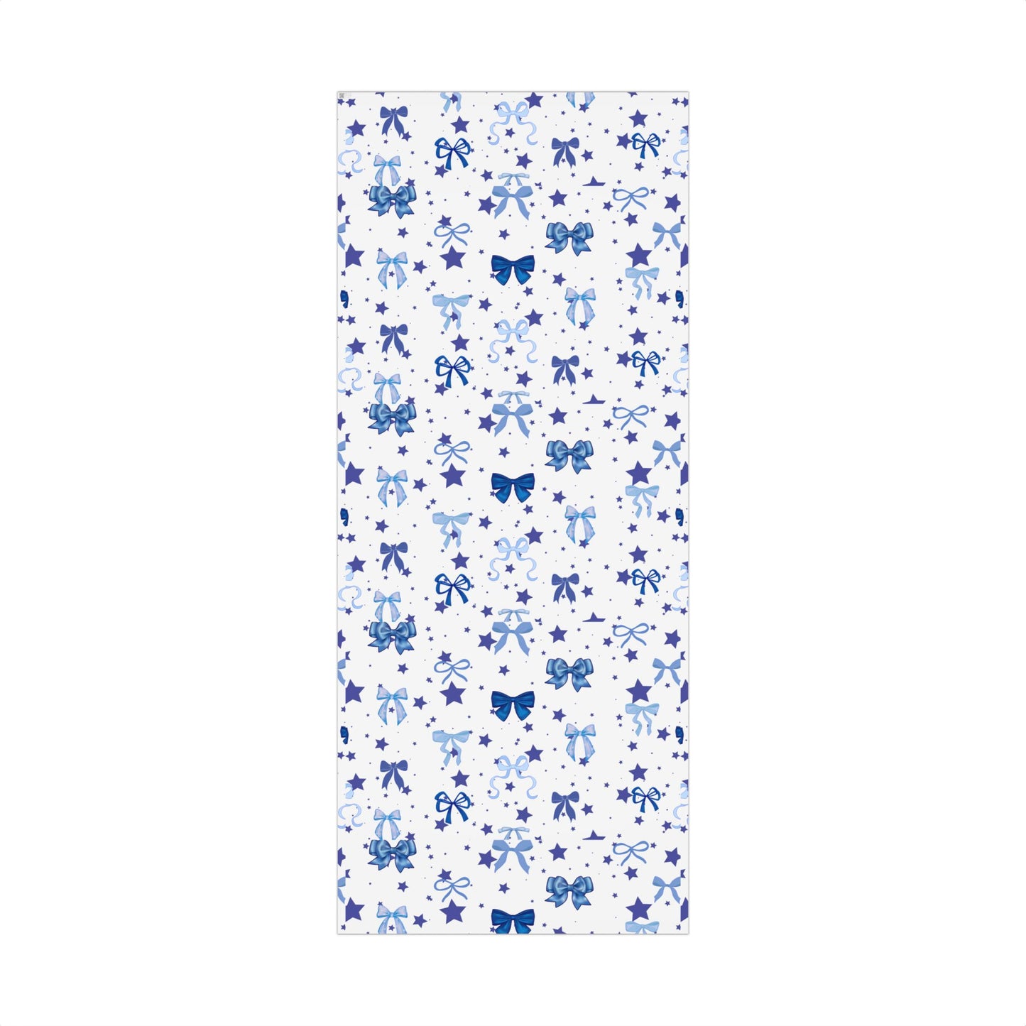 Blue Bow & Stars Gift Wrap Paper — Holiday Wrapping for Birthdays, Baby Showers & Christmas