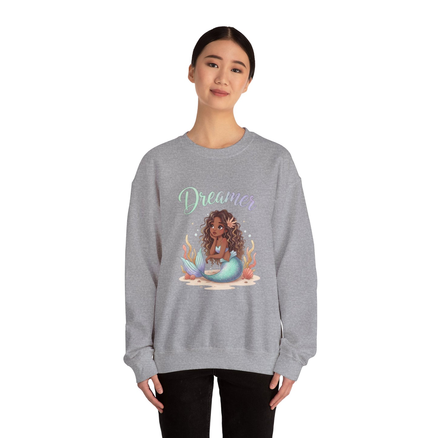 Dreamer Mermaidcore Sweatshirt | iridescent ocean gradient, shell motif