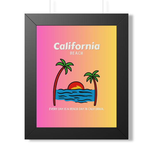 California Beach Framed Poster — Sunset Palm Wall Art
