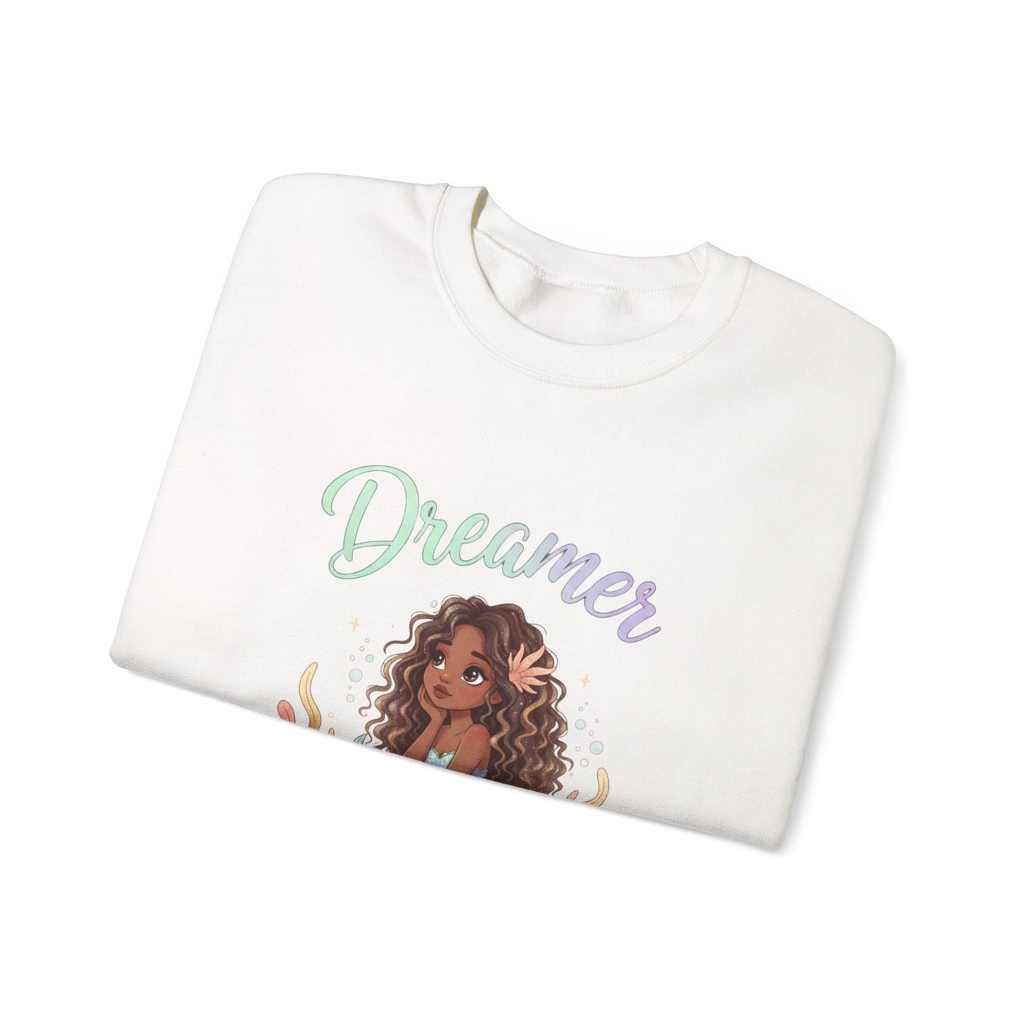 Dreamer Mermaidcore Sweatshirt | iridescent ocean gradient, shell motif