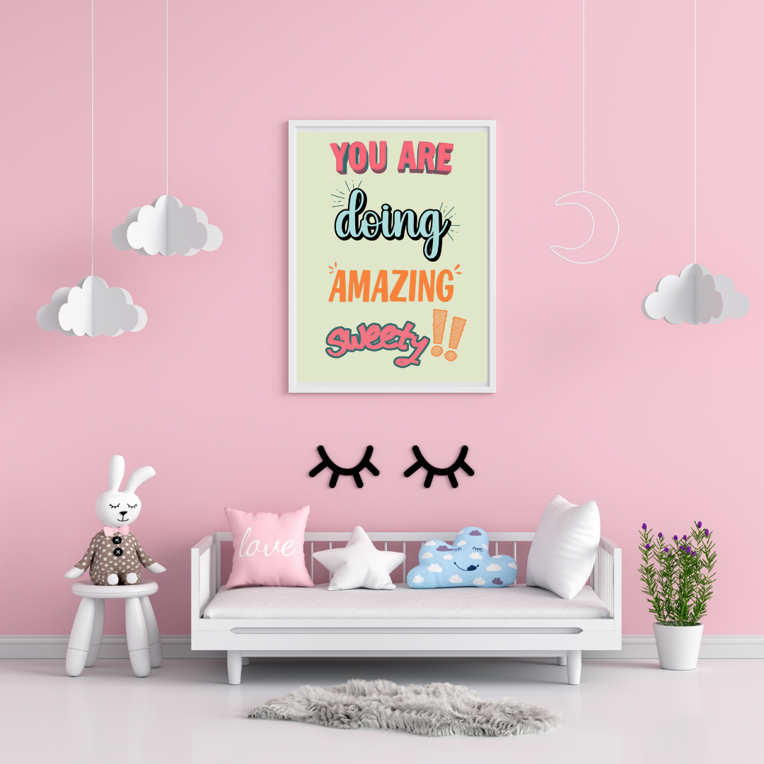 Affirmation wall art teen girl room decor You Are Doing Amazing Sweetie Poster Print (Unframed)