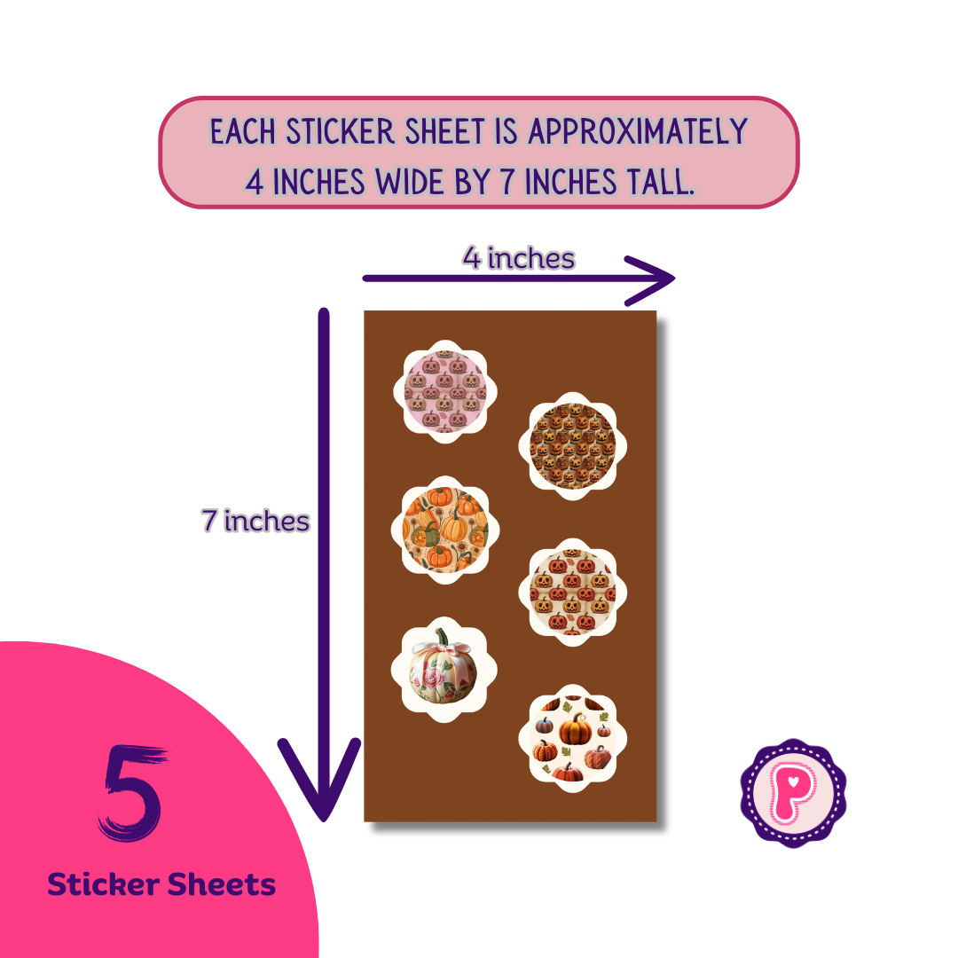 Seasonal Halloween Sticker Sheets, Fall Sticker Set