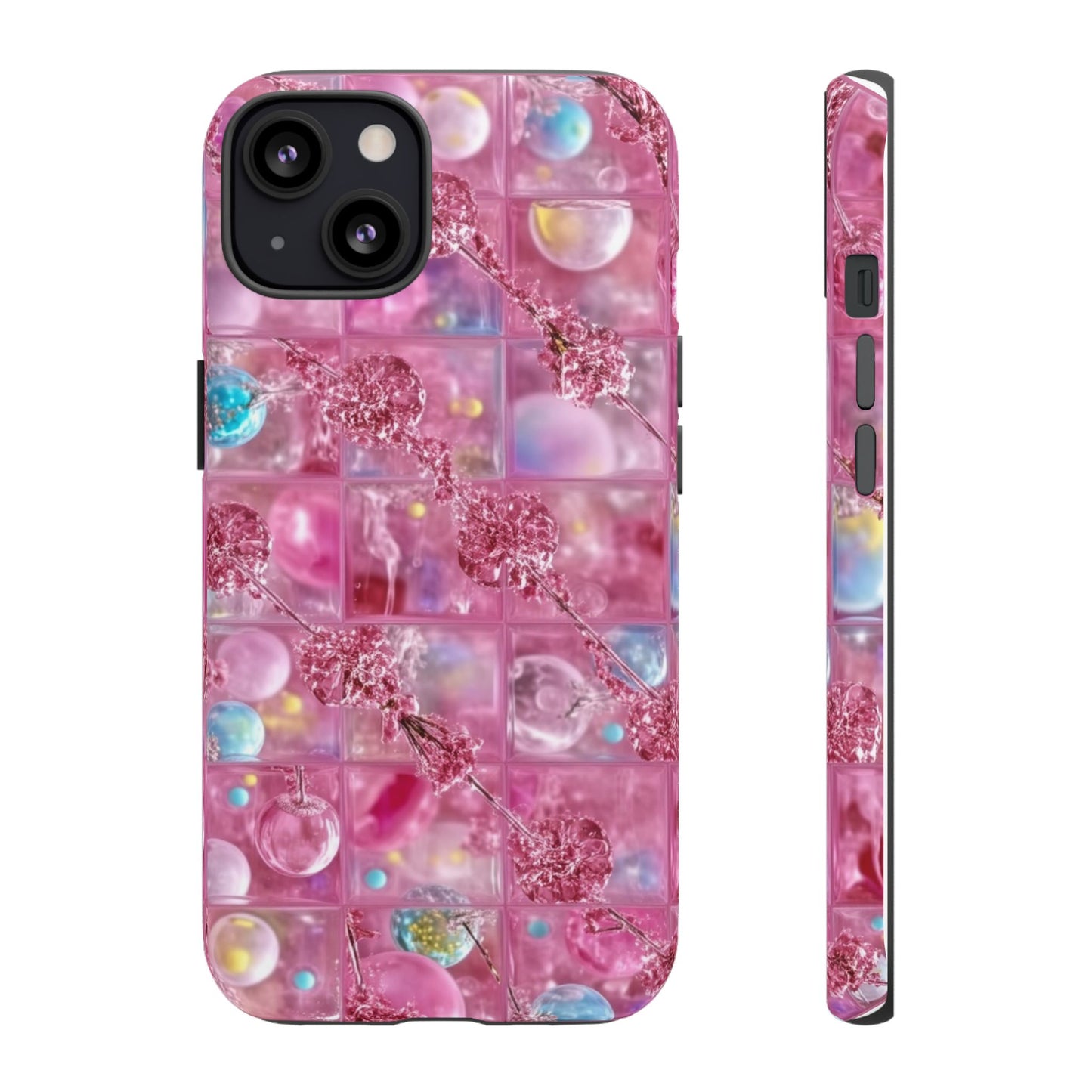 Pink Glitter Bubble Phone Case — Sparkle Protective Tough Case