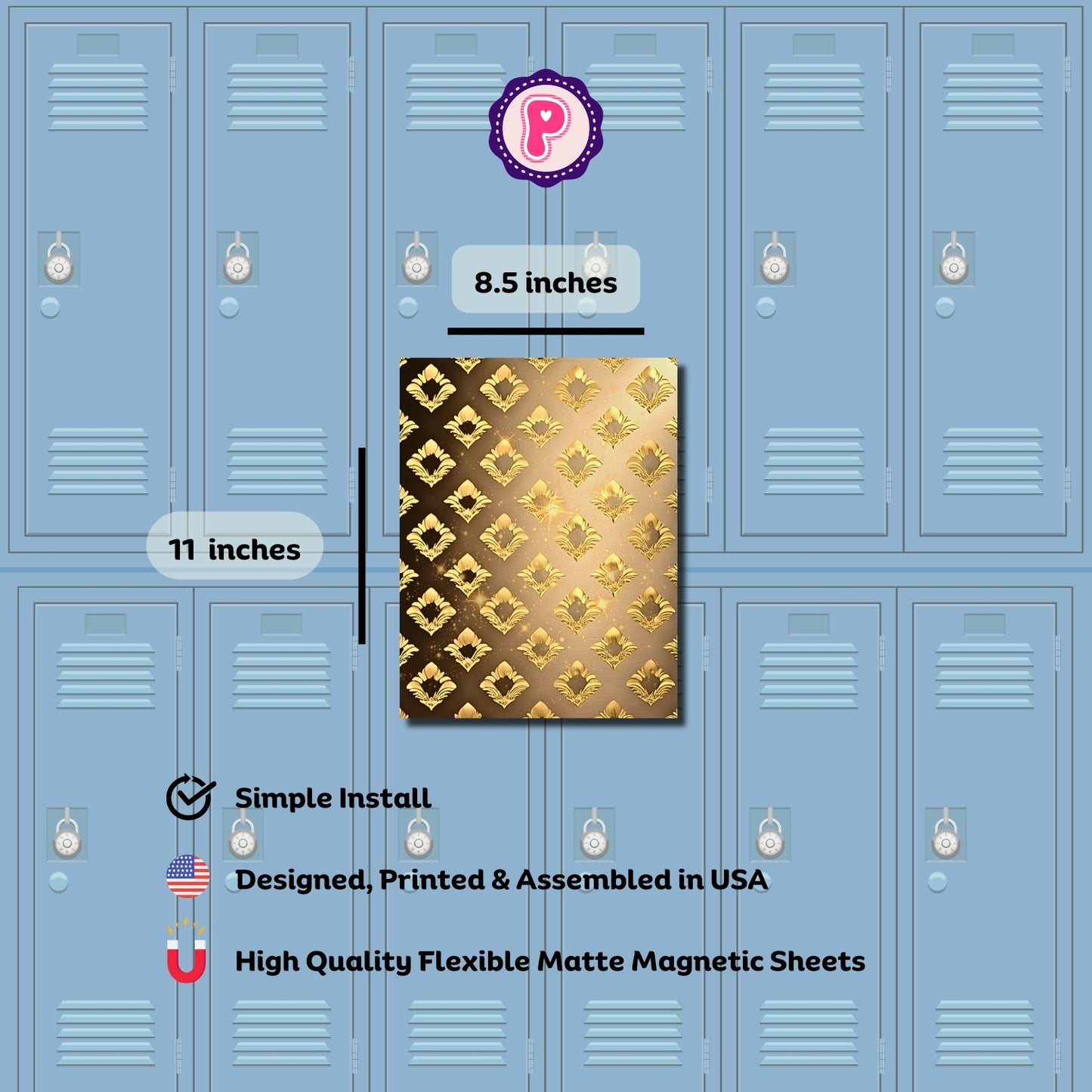 Magnetic Locker Wallpaper - Damask Metals Collection