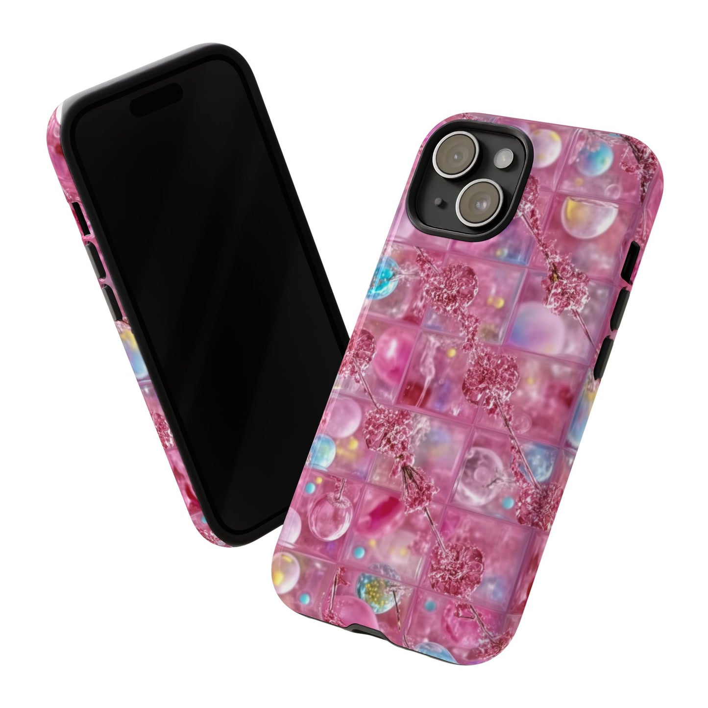 Pink Glitter Bubble Phone Case — Sparkle Protective Tough Case
