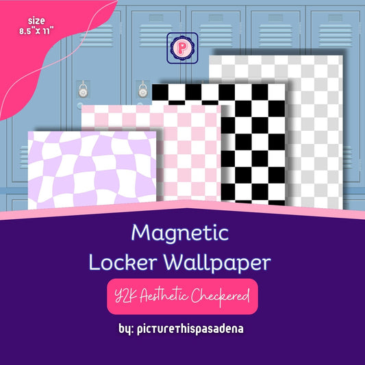 Magnetic Locker Wallpaper - Y2K Aesthetic Checkered (Pink, Black, Gray, Lavender)