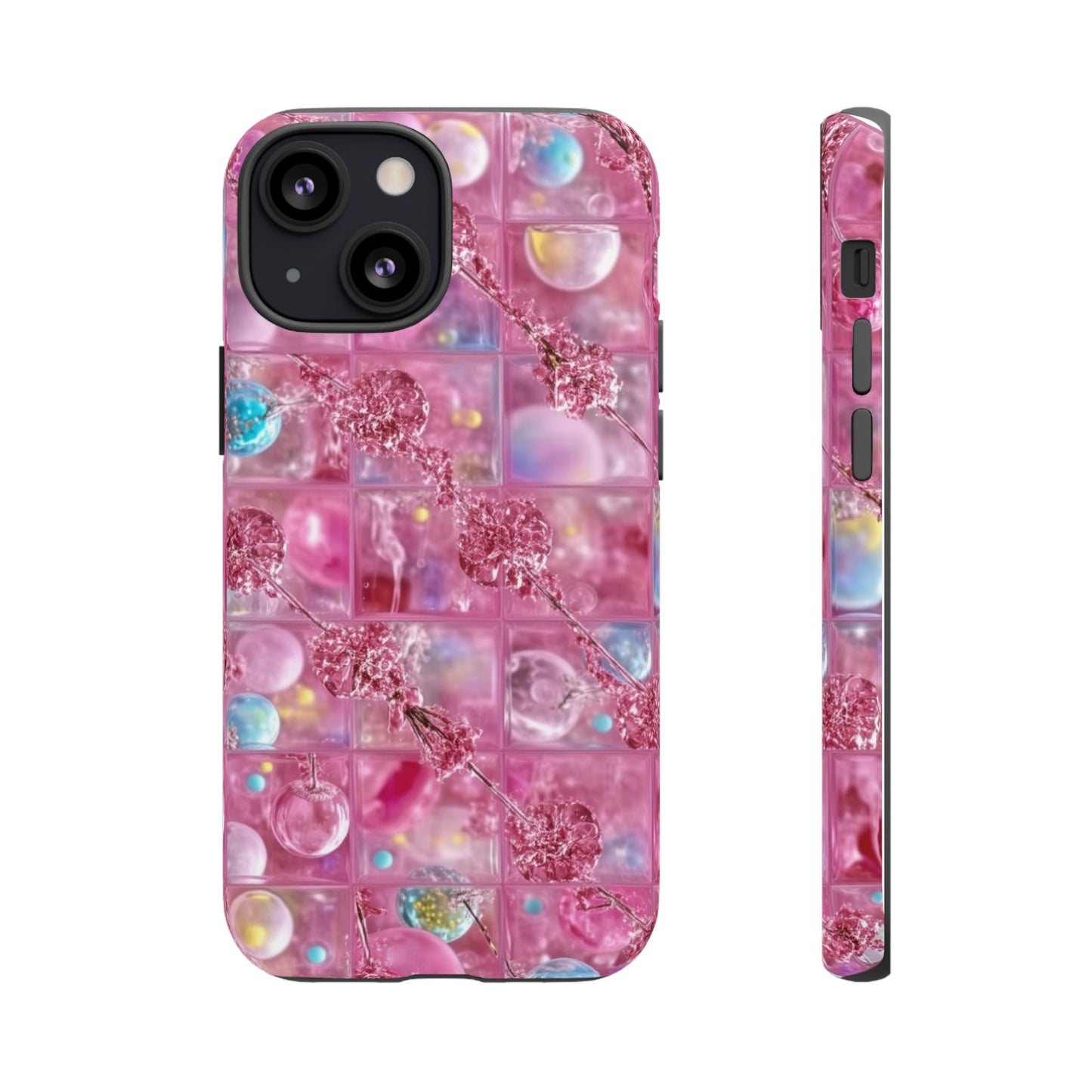Pink Glitter Bubble Phone Case — Sparkle Protective Tough Case