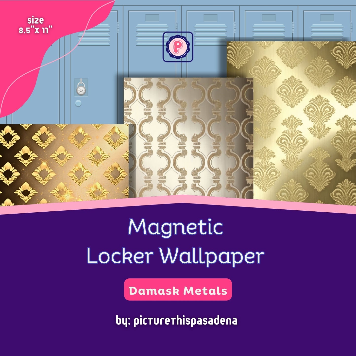 Magnetic Locker Wallpaper - Damask Metals Collection