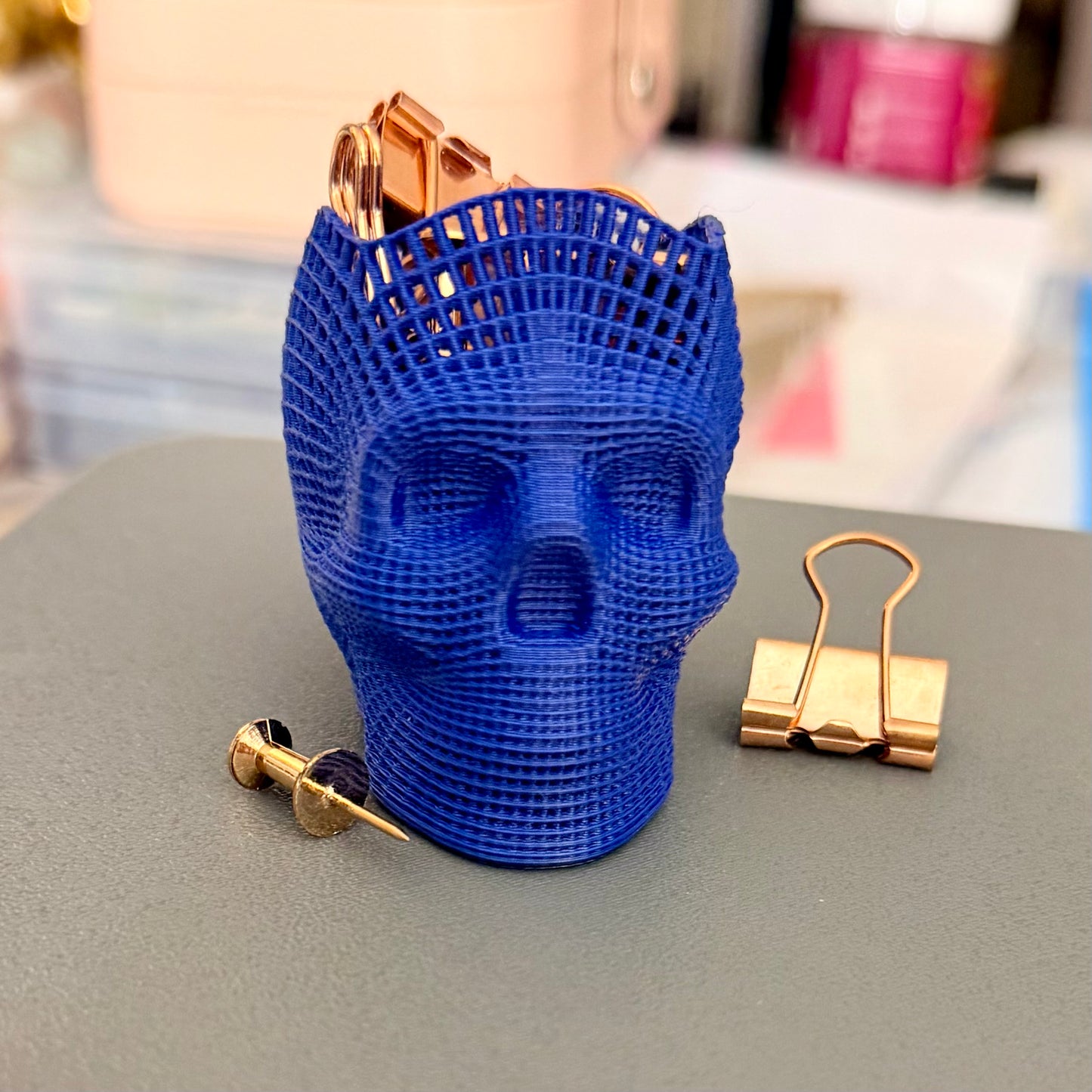 Skull Pen Holder / Desktop Pen Holder / Skull Pencil Holder - Desk Organizer, Bathroom Organizer - Multiple Color Options