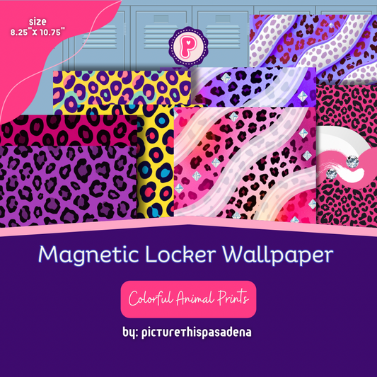 Magnetic Locker Wallpaper - Colorful Animal Prints | 8 Sheets