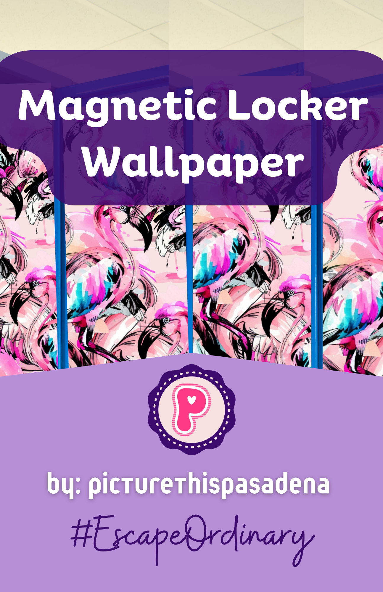 Pink Flamingos Pattern Magnetic Wallpaper and Sticker Set