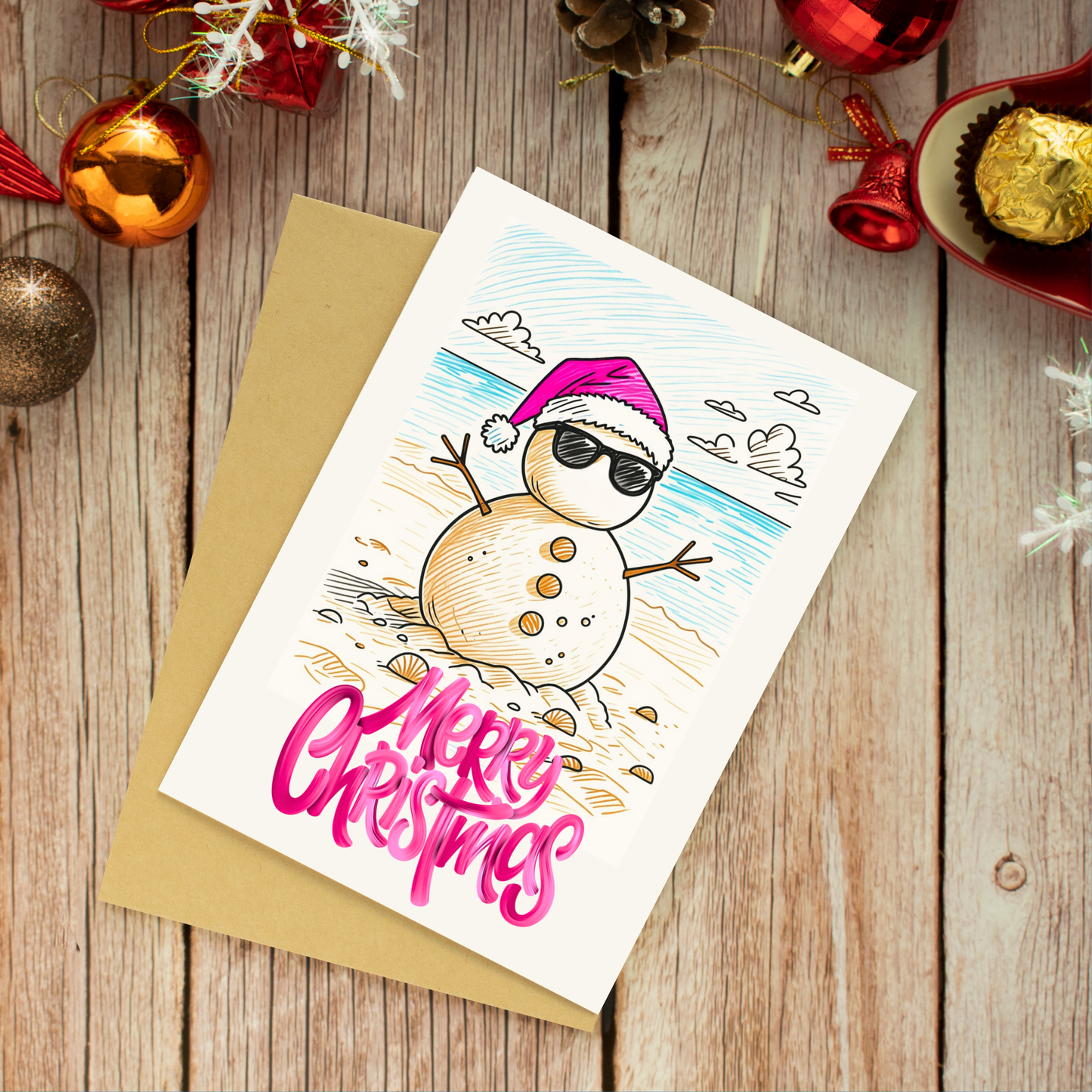 Christmas Sand Snowman Card