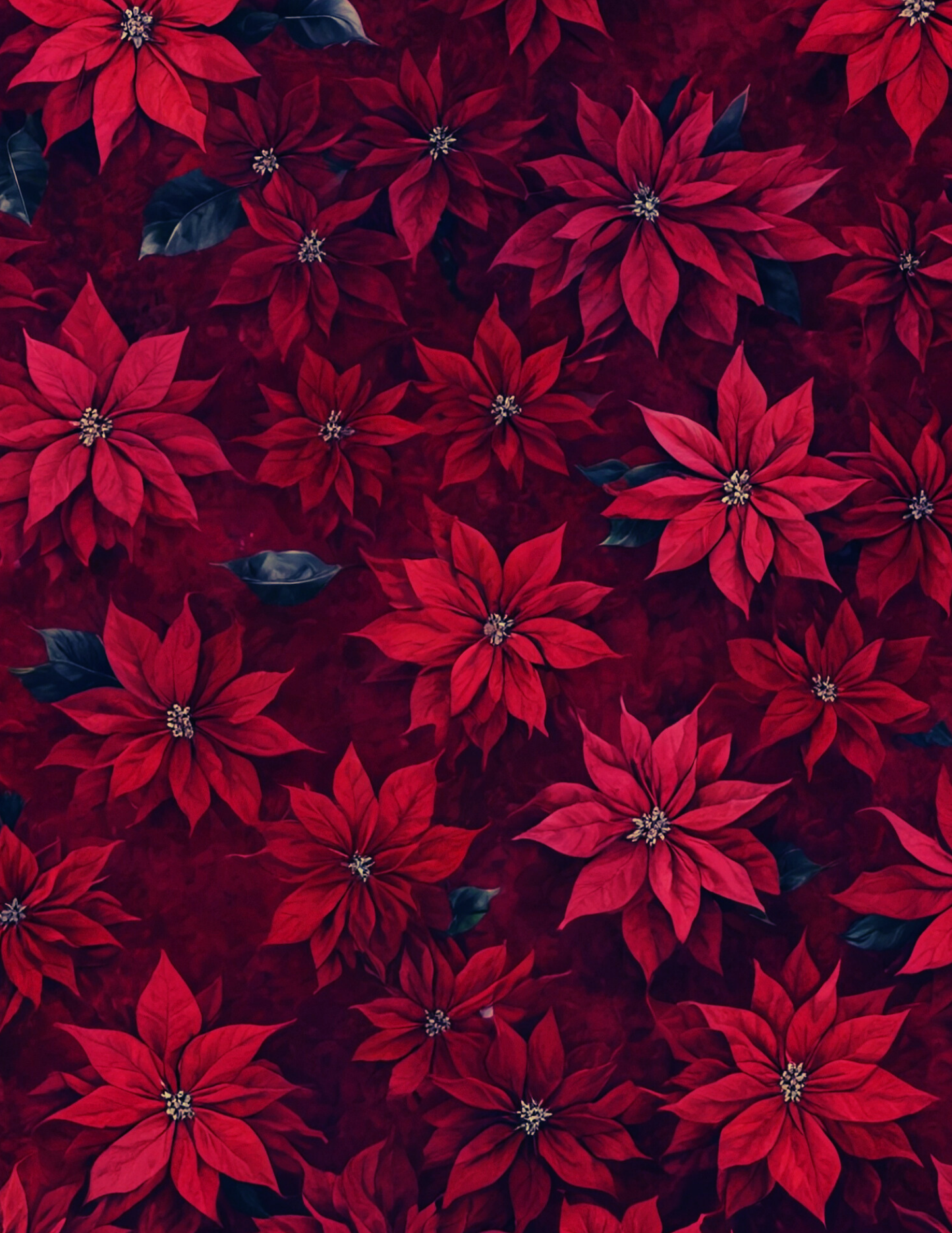 Magnetic Locker Wallpaper - Red Christmas Flowers