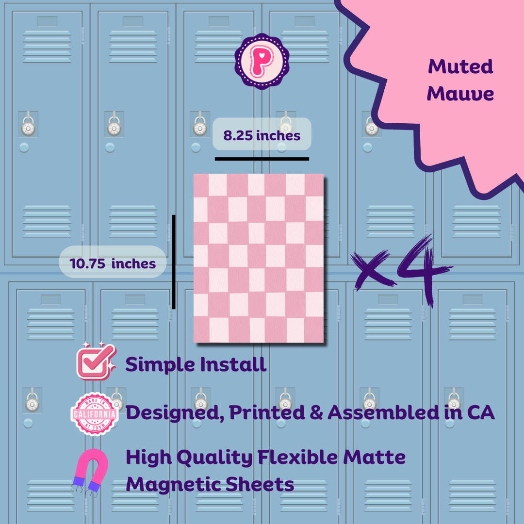 Magnetic Locker Wallpaper - Pink Checks | 4 Sheets