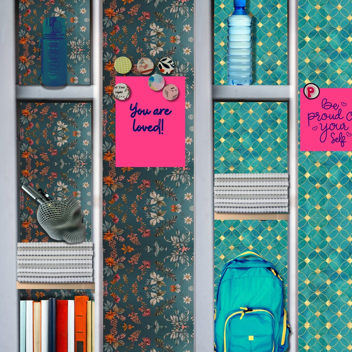 Magnetic Locker Wallpaper - Teal Wallpaper Collection