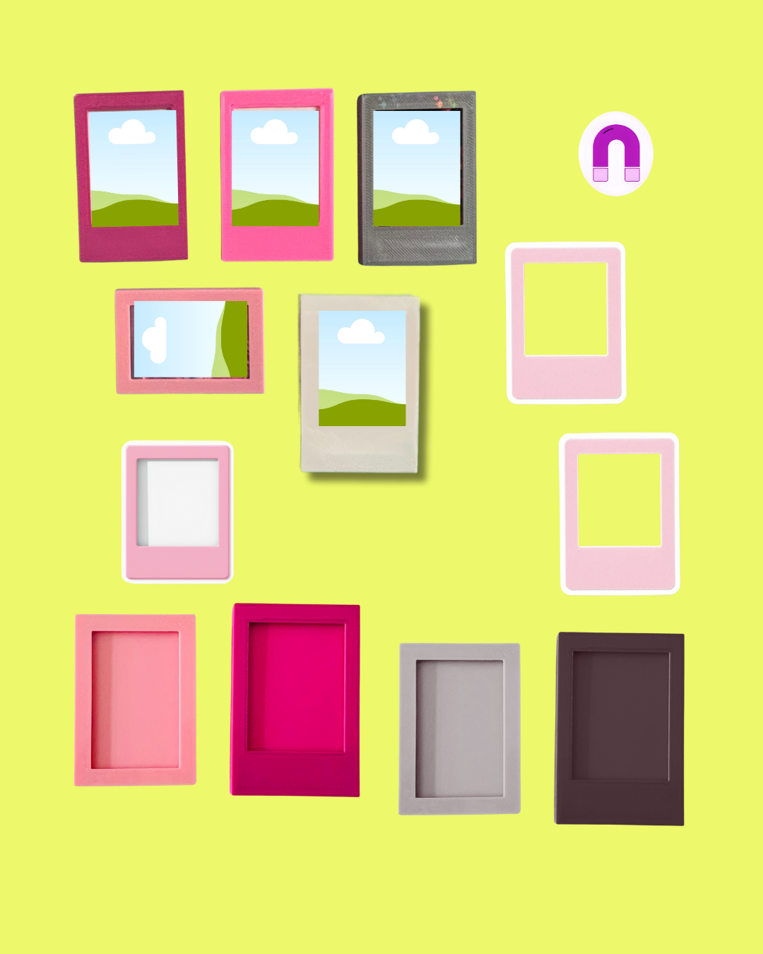 Mini Magnetic Picture Frame NFC Tag Option, 3 Pack Mini Magnetic Photo Frames For Locker or Office