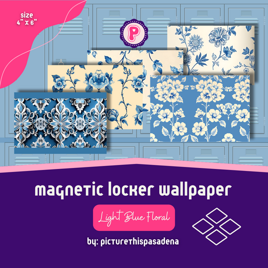 Magnetic Locker Wallpaper Tiles - Light Blue Floral