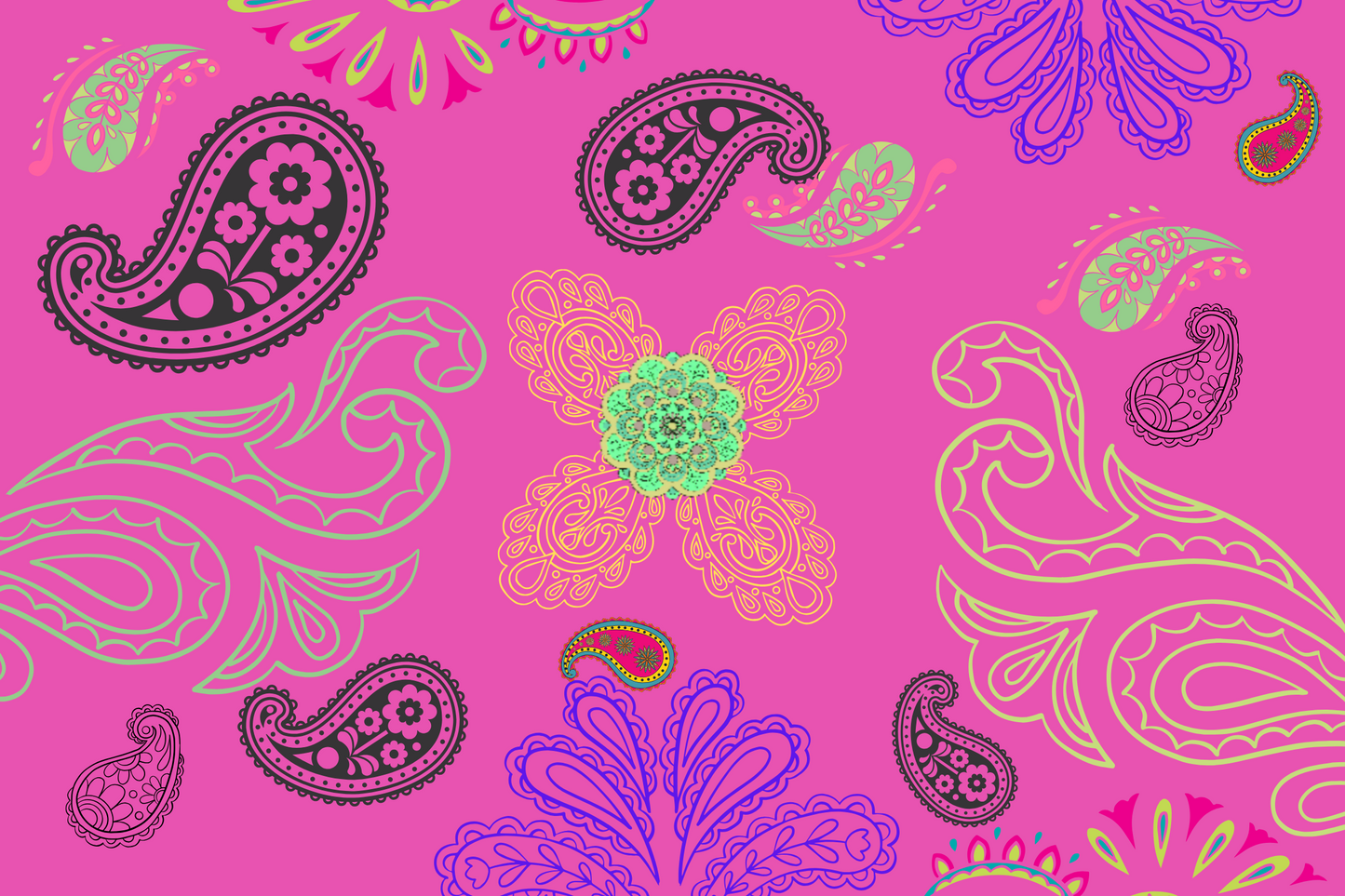 Magnetic Locker Wallpaper - Bright Dancing Paisley Collection - 4 or 6 Sheets