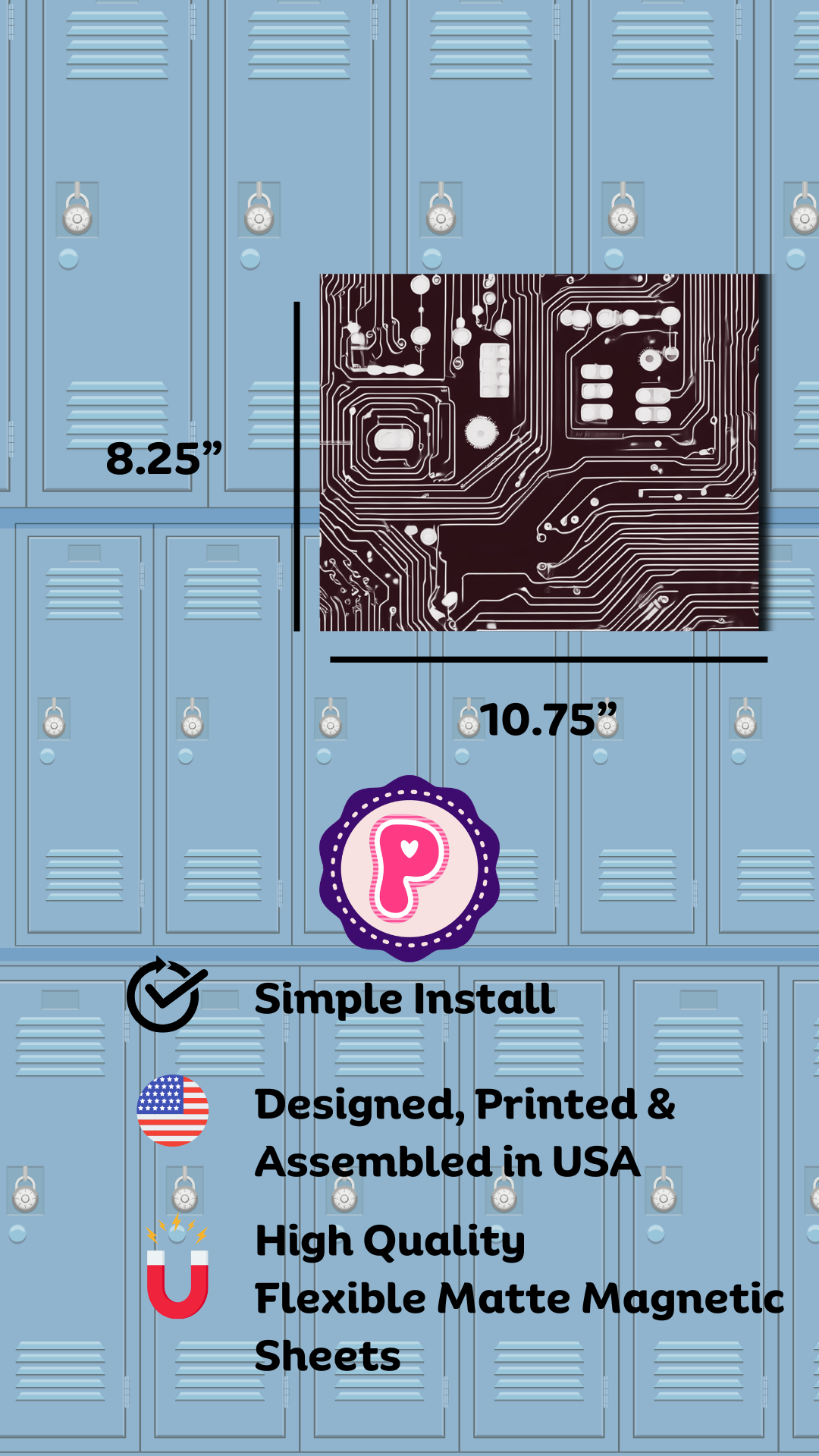 Magnetic Locker Wallpaper Back to School Collection