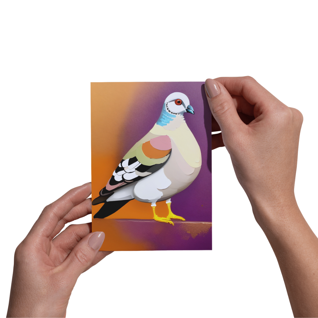 Framed Pigeon Print - Miniature Artwork
