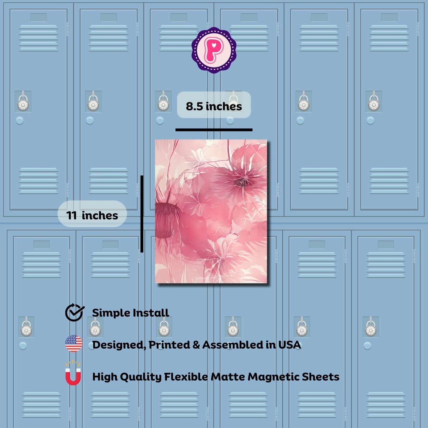 Magnetic Locker Wallpaper - Pink Tropical Leaves