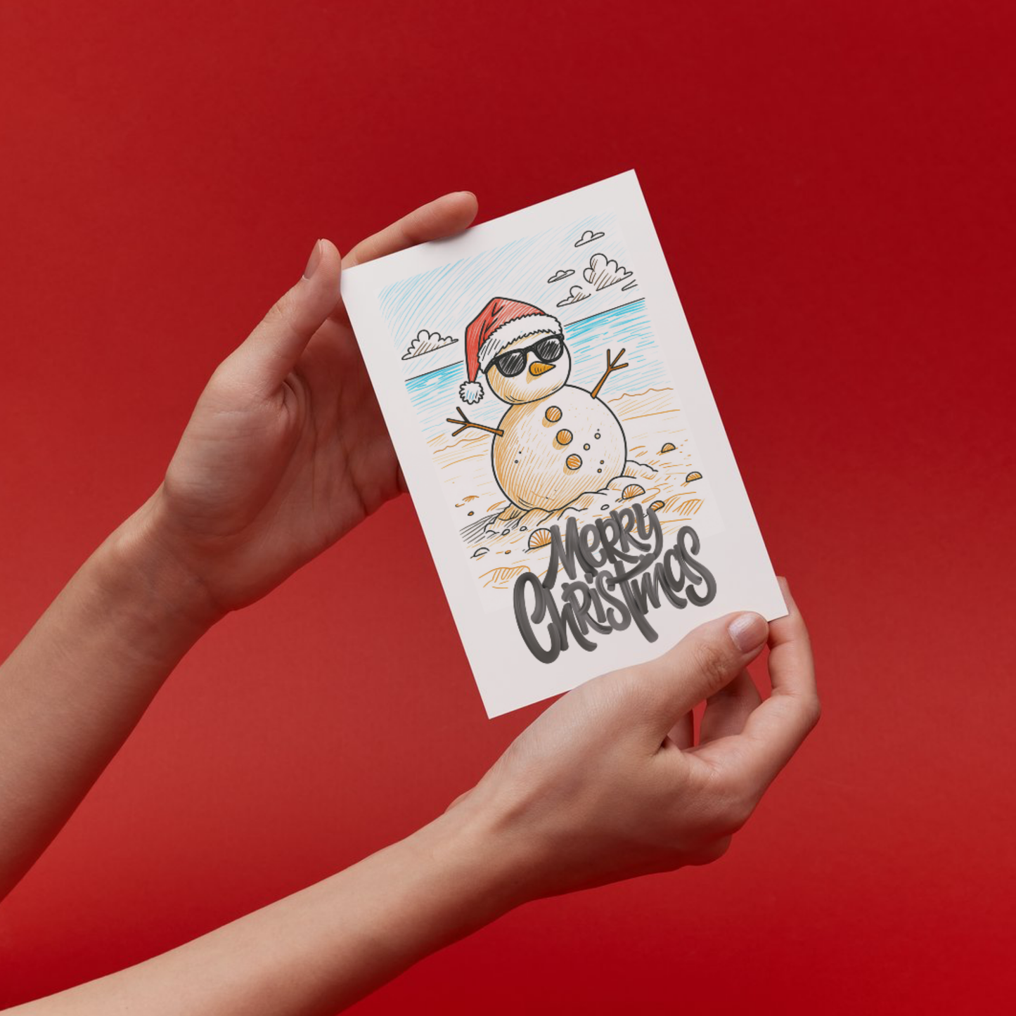 Christmas Sand Snowman Card