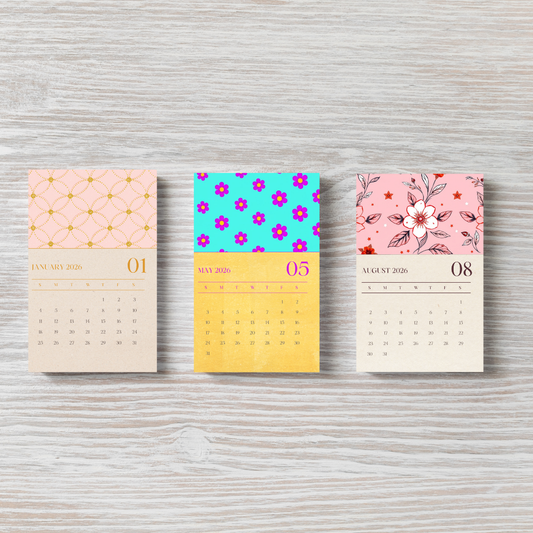 2026 Desk Calendar with Stand Featuring 2026 Wallpaper Patterns