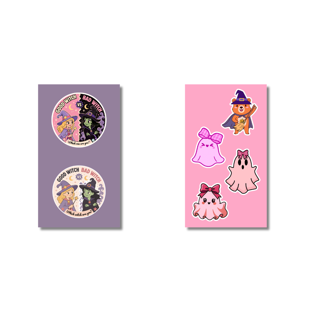 Halloween Sticker Sheets, Ghost Decals, Witch Stickers