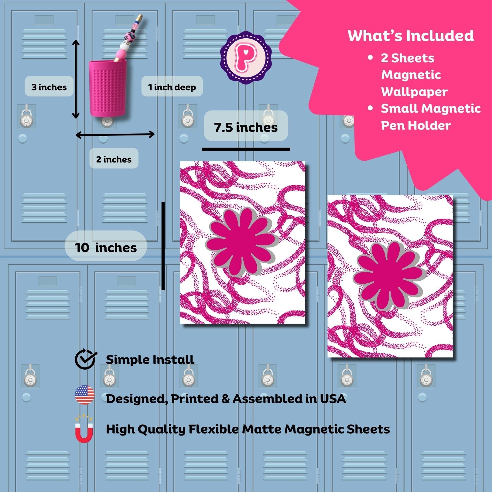 Magnetic Locker Rug Magnetic Locker Wallpaper with Matching Magnetic Pen Holder ...