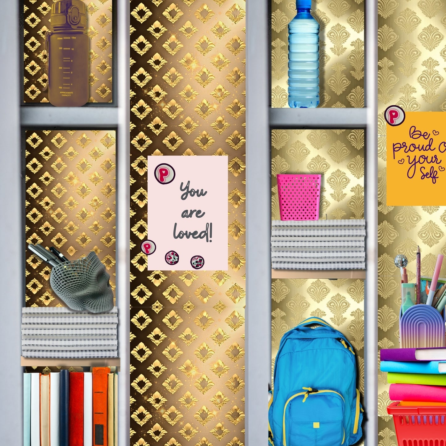 Magnetic Locker Wallpaper - Damask Metals Collection