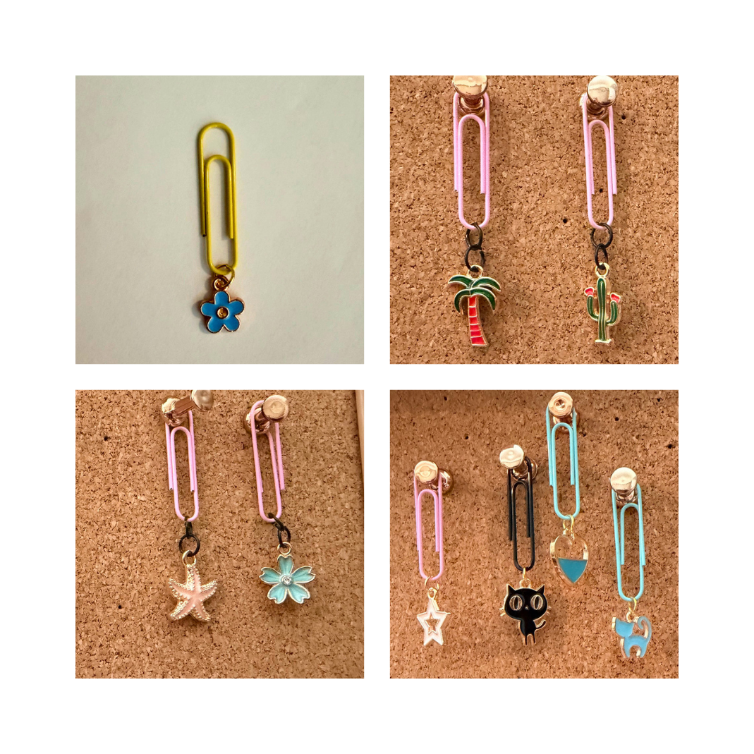 Paperclip Bookmarks with Charm - Set of 5