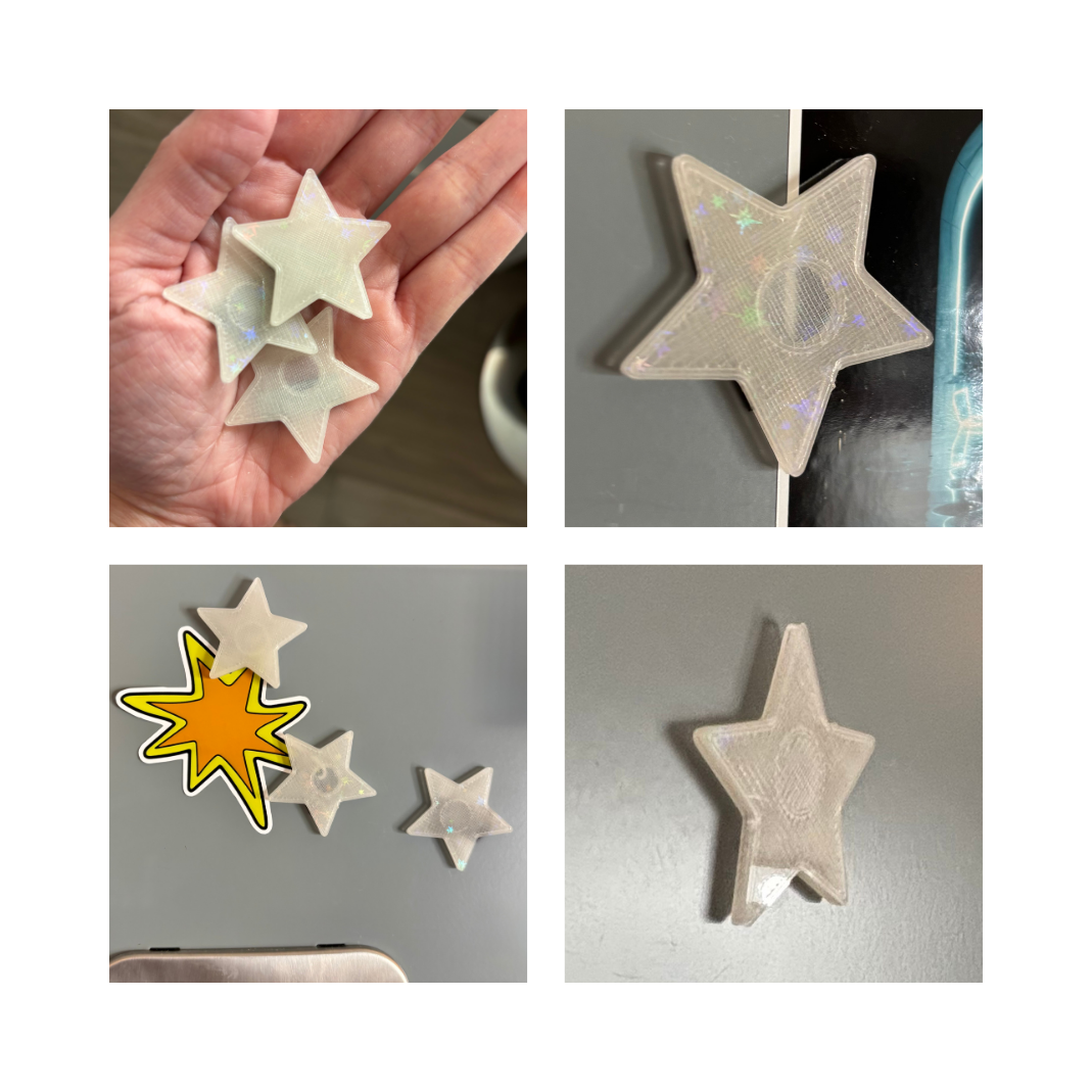 12Pcs Strong Star Refrigerator Magnets - Holographic | 3D Decorative Magnets for Kitchen, Locker or Office