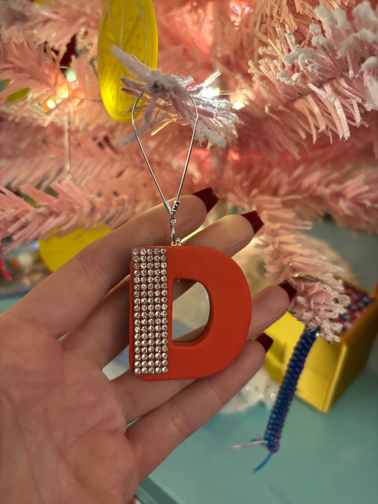 Letter Ornament with Rhinestone Embellishments