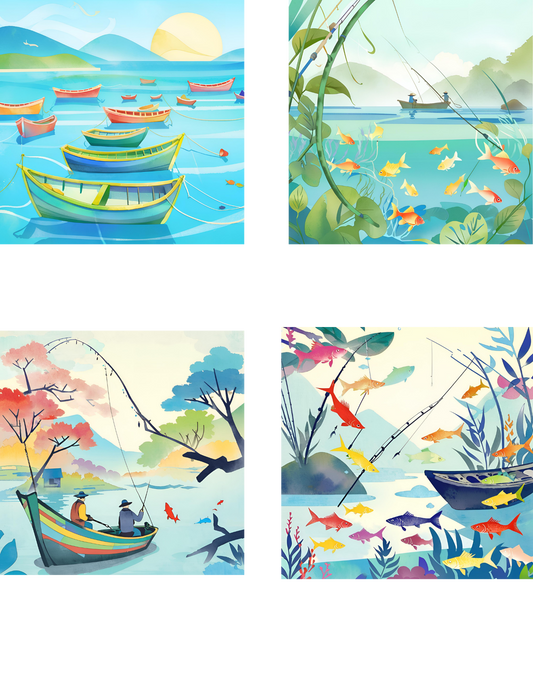 Photo Cube With Art Prints / Home Decor / Magnetic Photo Frame / 4”x4” Fisherman Aesthetic / Hearts /Holiday / Reading / Gardening