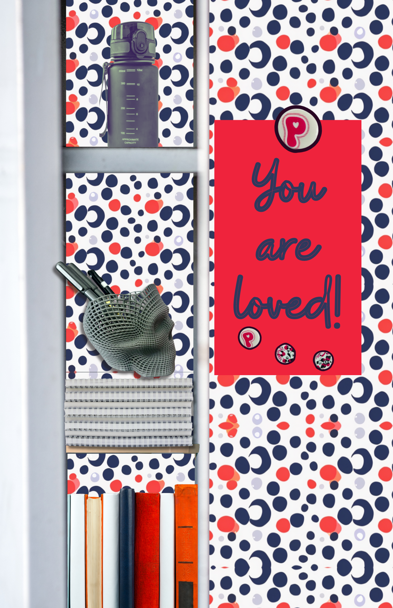 Magnetic Locker Wallpaper - Polka Dot - Blue Locker Wallpaper - Purple Locker Wallpaper