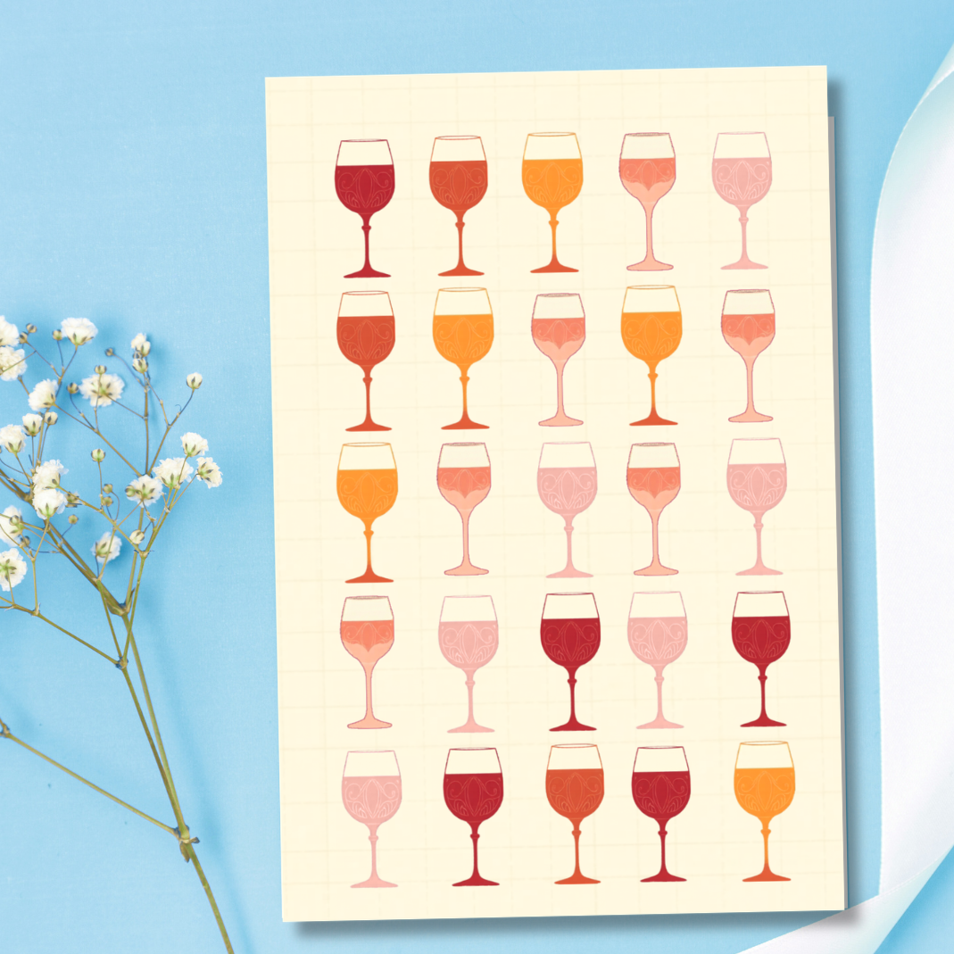 Blank Note Card - Puggle Mom, Wine or Frogs | With Envelope or Magnetic Frame