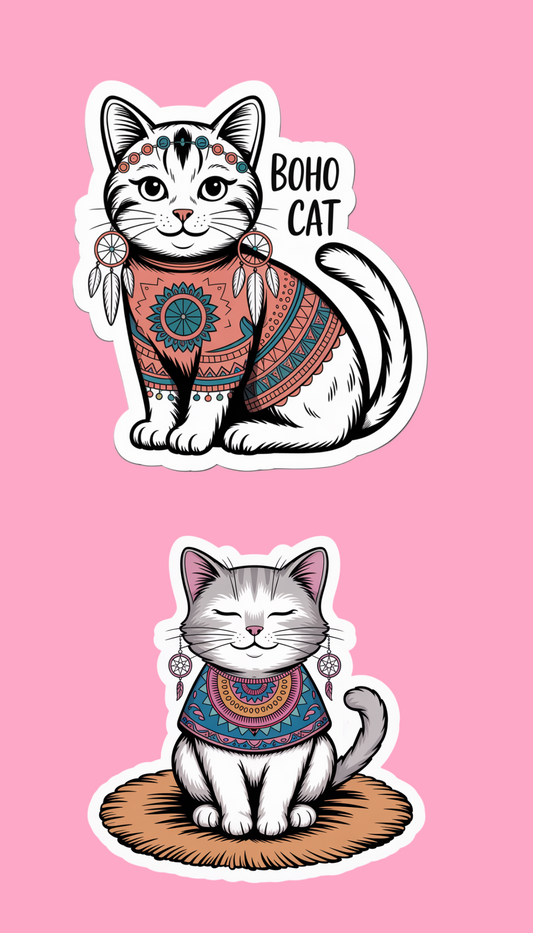 Boho Cat Temporary Sticker Sheets