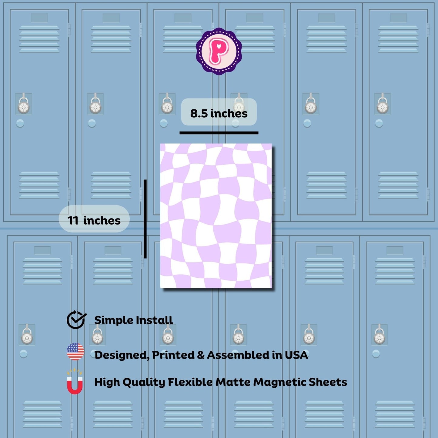 Magnetic Locker Wallpaper - Y2K Aesthetic Checkered (Pink, Black, Gray, Lavender)