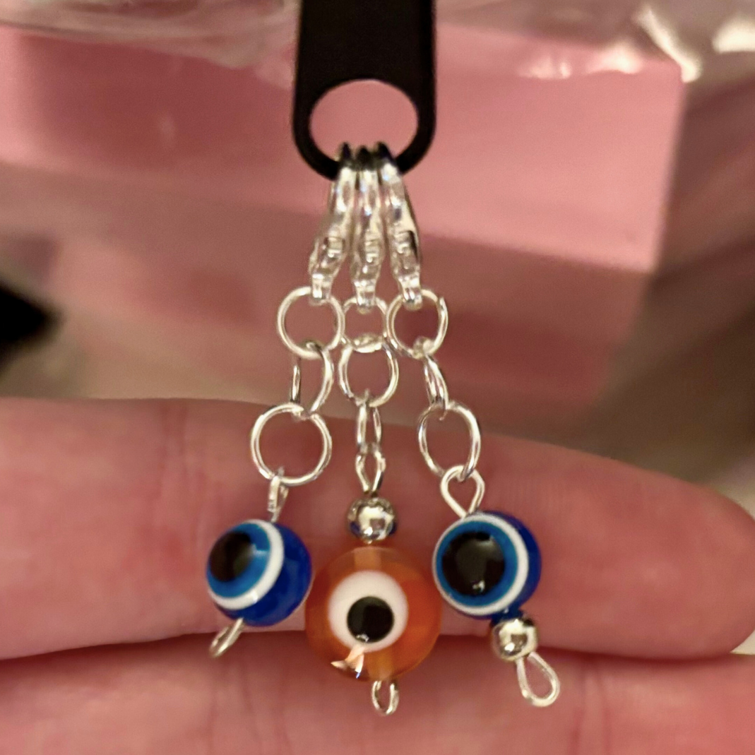 Evil Eye Charm, Silver or Gold Tone with Lobster Clasp