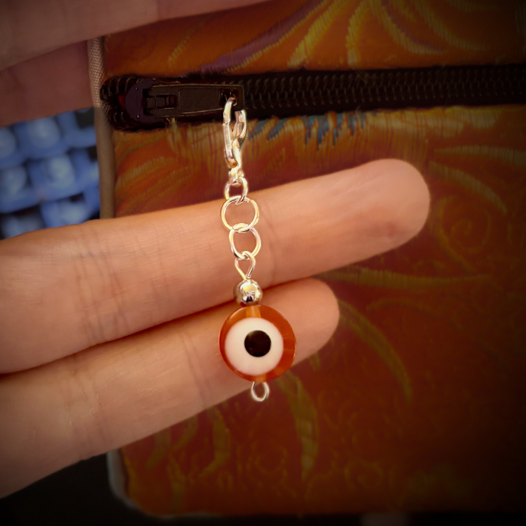 Evil Eye Charm, Silver or Gold Tone with Lobster Clasp