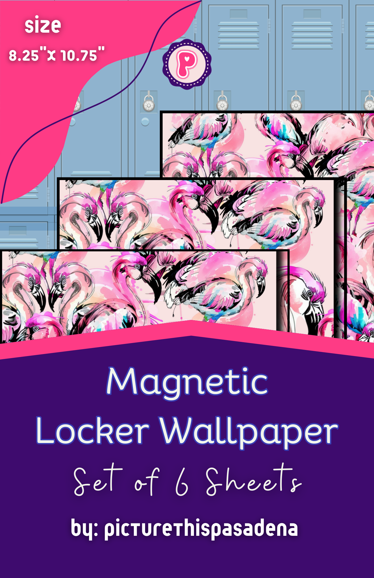 Pink Flamingos Pattern Magnetic Wallpaper and Sticker Set