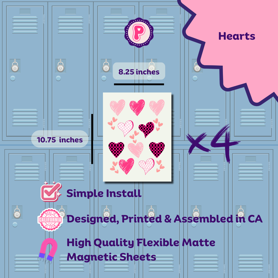 Magnetic Locker Wallpaper - Pink Checks | 4 Sheets