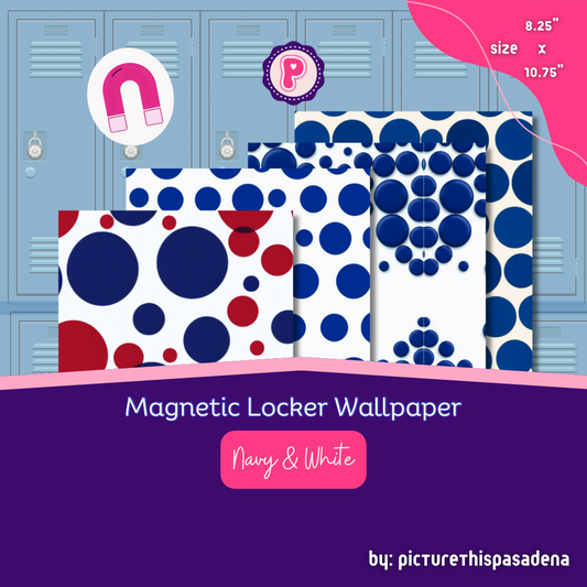 Magnetic Locker Wallpaper - Navy and White