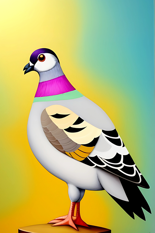 Framed Pigeon Print - Miniature Artwork