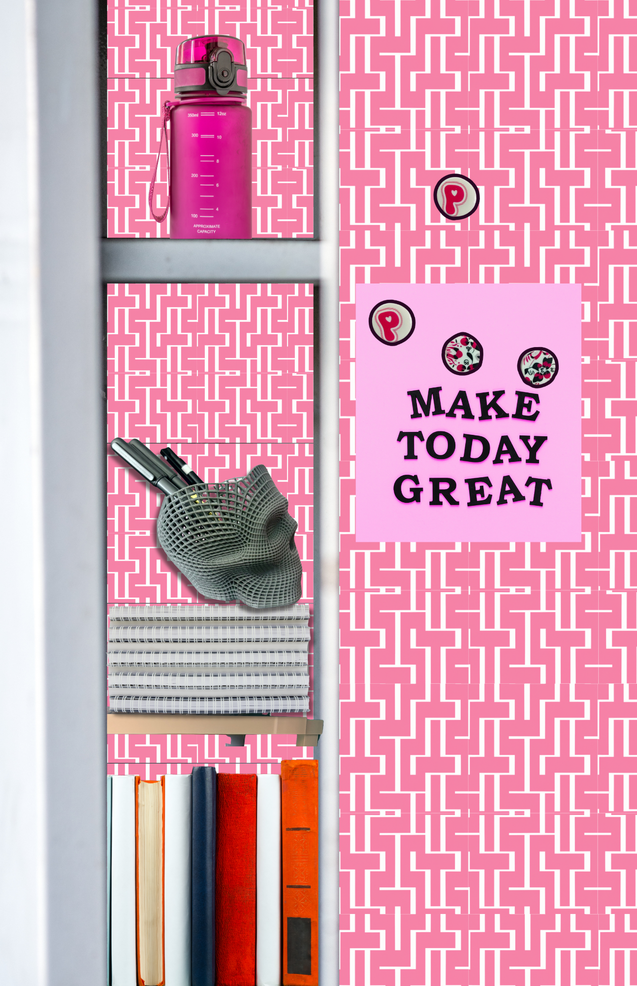 Magnetic Locker Wallpaper - Modern Functionality Part 2 - Geometric Designs Bold Lines Pink