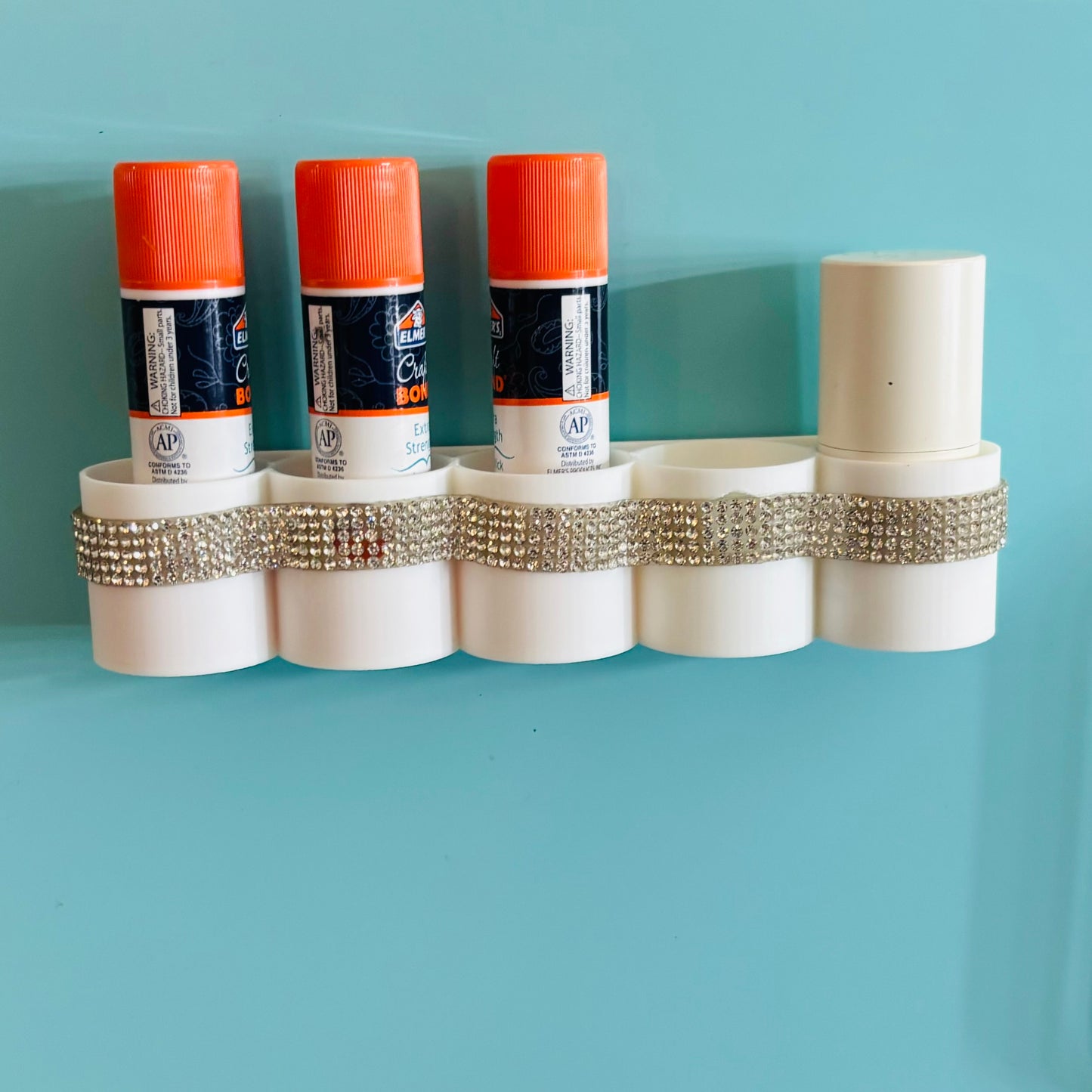 Magnetic Glue Stick Holder With Rhinestones